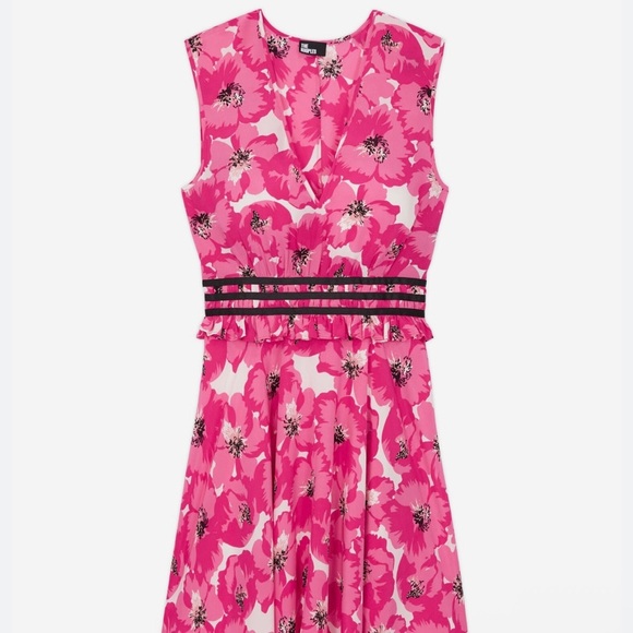 THE KOOPLES PARIS 100% Silk Pink Summer Party Midi Dress - Picture 1 of 16